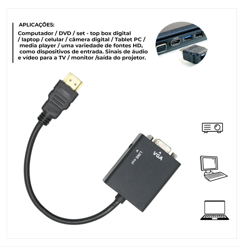 Hdmi To Vga Adapter Converter Cable With P2 Audio Output