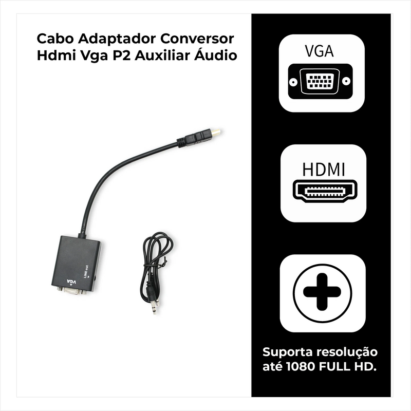 Hdmi To Vga Adapter Converter Cable With P2 Audio Output