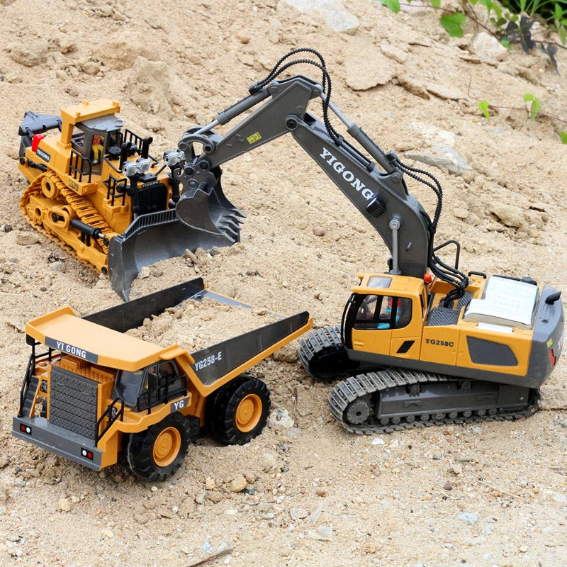 Super Escavadeira de Contrele Remoto RC - Escavadeira/caminhão basculante/Bulldozer